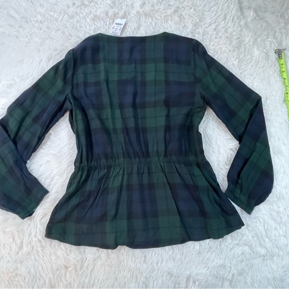 J. Crew Dark Green and Navy Plaid Blouse - 8 - Picture 8 of 8